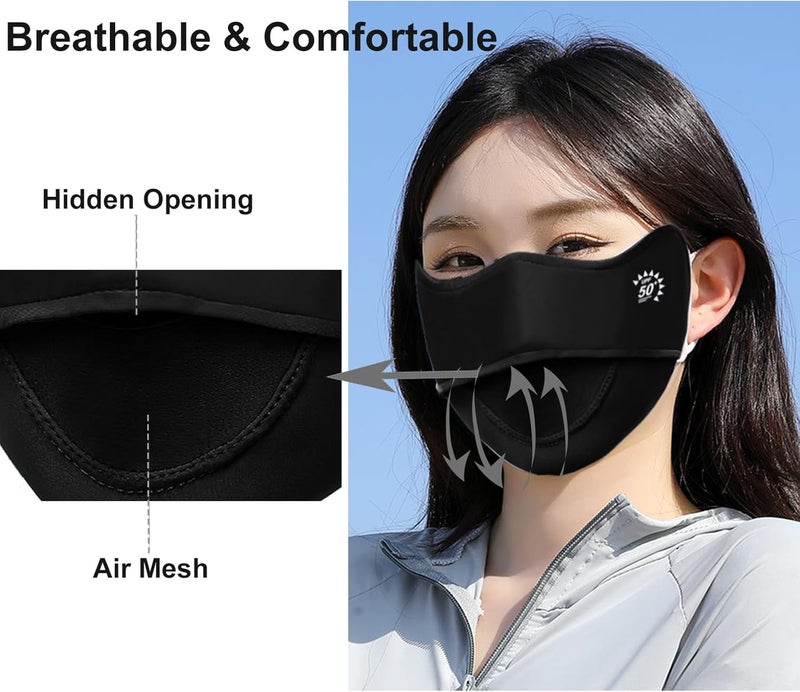 YUANST 2Pcs UV Face Mask, Sun Masks for Women, Cooling Breathable Face Cover for Outdoors, Washable Reusable - Image 3